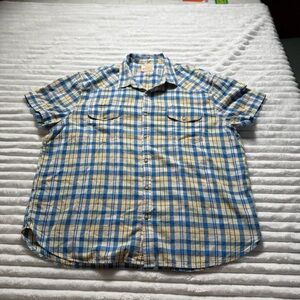 Blue and Yellow Plaid Men's Shirt